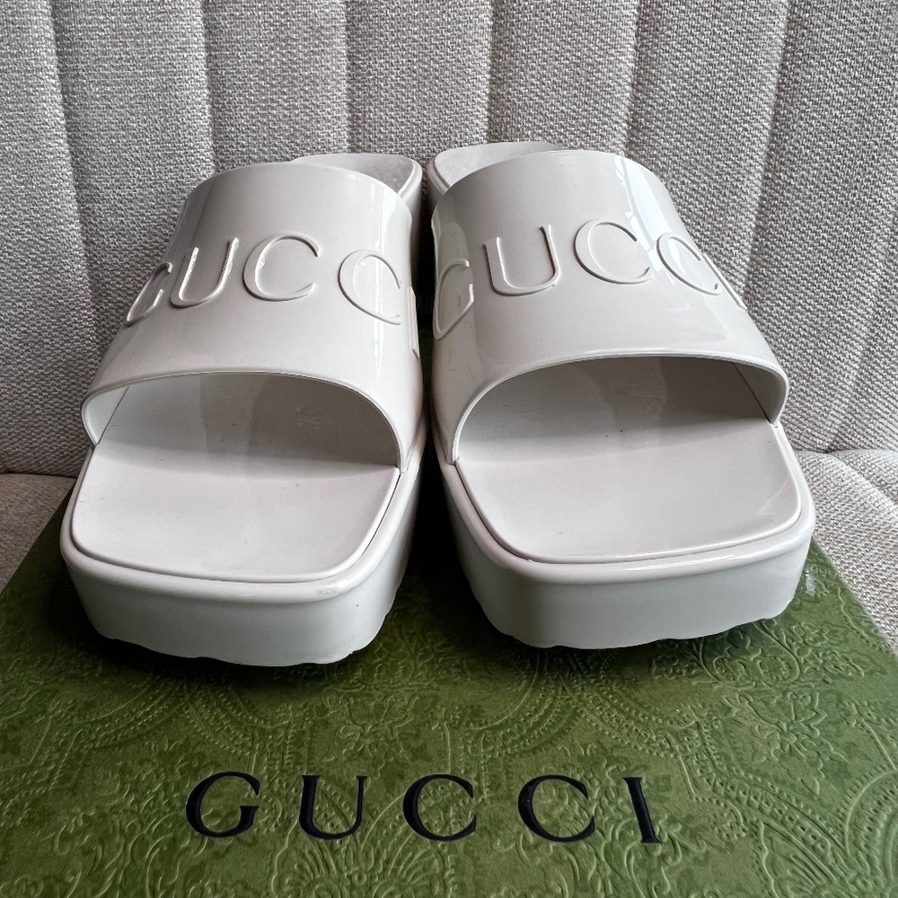Gucci Embossed Rubber Sandals